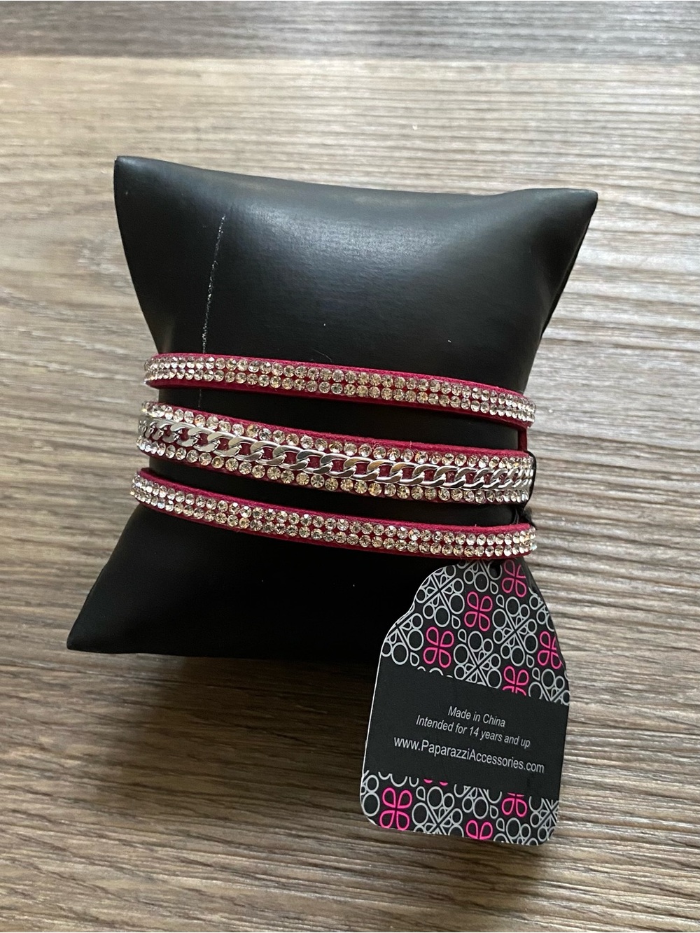 Paparazzi Pink Multi-Row Rhinestone Wrap Bracelet